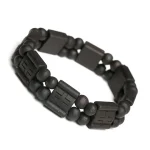Wholesale Natural Wooden Cross Bracelet with Beaded and Diamond Stone Black Brown Religious Christian Style Jewelry - Image 5