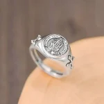 Fashion INS Trend Titanium Open Ring Popular Design Prayer Cross Couple Rings for Men Women European American Jewelry Wholesale - Image 4