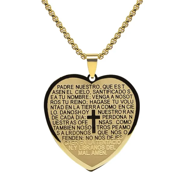 Mecrt Love Cross Pendant New Women’s Men Stainless Steel Vintage Rune Necklace