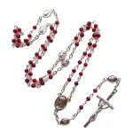 Hot Sell Catholic Rosaries Religious Rosary Necklace Red Glass Beads Cross Necklace for Prayer - Image 5