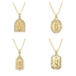 Golden Religious Pendant Virgin Mary Religious Pendant Necklace Popular Fashion Jewelry
