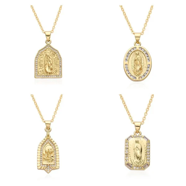 Golden Religious Pendant Virgin Mary Religious Pendant Necklace Popular Fashion Jewelry