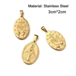 Hot Sale Religious Pendant Stainless Steel Cross Pendant Gold Plated Statement Virgin Mary Pendant Necklace - Image 5