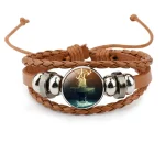 Mecrt Layered PU Leather Bracelets With Round Miraculous Jesus Virgin Mary Figures Medal Beads Wristband Bangle Bracelet - Image 5