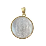 Guadalupe Virgin Mary White Shell Religious Copper Gold Plated Pendant Charm for Women Jewelry - Image 2