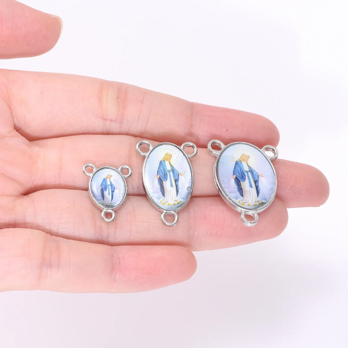 Catholic Rosary Centerpiece Saint Sticker Small Size Epoxy Resin Center Medal - Image 6