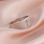 Religious Cross Stainless Steel Ring Men and Women Simple Electroplating Does Not Fade Hollow Cross Gold Silver Black Ring - Image 2