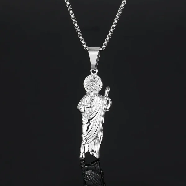 Mecrt Classic Vintage Stainless Steel Gold Plated God Pendant Necklace Religious Jewelry