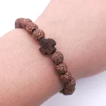 Religious Jewelry Plastic Wood Rose Bead Cross Bracelet 5.5g Rosary Bracelet - Image 4