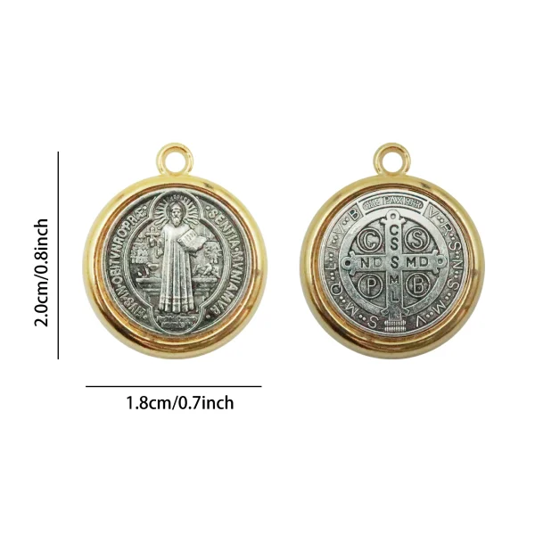 1.6*1.3cm Religious Gold and Silver Alloy St Benedict Medal