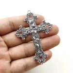 Catholic Cross Pendant Antique Silver Plated Zinc Alloy Cross Charms Pendants - Image 2