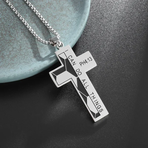 Religious Theme Cross Sports Style Stainless Steel Baseball Cross Pendant Necklace Titanium Steel Hip-Hop Trendy