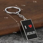In-Stock Supply Exquisite Metal Keychain Pendant Keychains I love Jesus Ornament Decoration - Image 2
