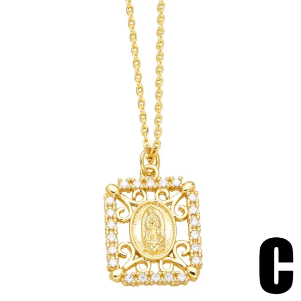 Mecrt Virgin Mary Necklace Simple Collar Religious Our Lady of Guadalupe Alloy Jewelry with Cross for Gift Wholesale