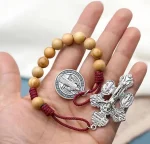 Catholic Religious 10mm Wooden Beads Pocket Rosary Fashion Charm Bracelets - Image 3