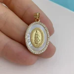 Catholic Oval Religion Holy Mother Natural White Shell Virgin Mary Pendant Diy Accessories Our Lady - Image 3