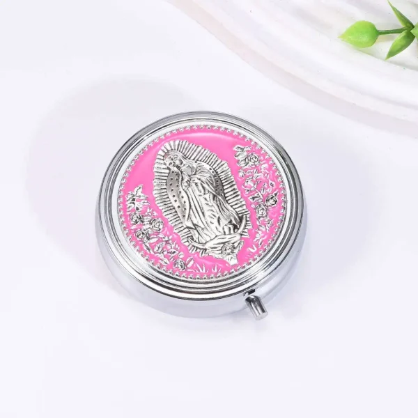 Wholesale Metal Rosary Bead Boxes, Colorful Virgin Mary Themed Small Jewelry Boxes
