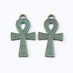 Vintage Christian Children's Cross Pendant Green Ancient Bronze Zinc Alloy Religious Style DIY Jewelry Accessories - Image 6
