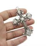 4.8*7cm Religious Christian Jewelry Enamel Engraved Jesus Cross Charm Pendant for Necklace Bracelet - Image 2