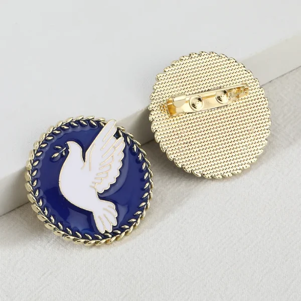 Antique Anti-Exposure Pin for Women Retro Art Peace Dove Enamel Oil Drop Brooch Simple Chinese Style Engraving New Whole