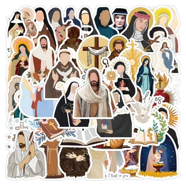 Catholic 50 Pieces Cartoon Monk Personalized Graffiti Stickers Decoration Notebook Phone Case Waterproof Manufacturer