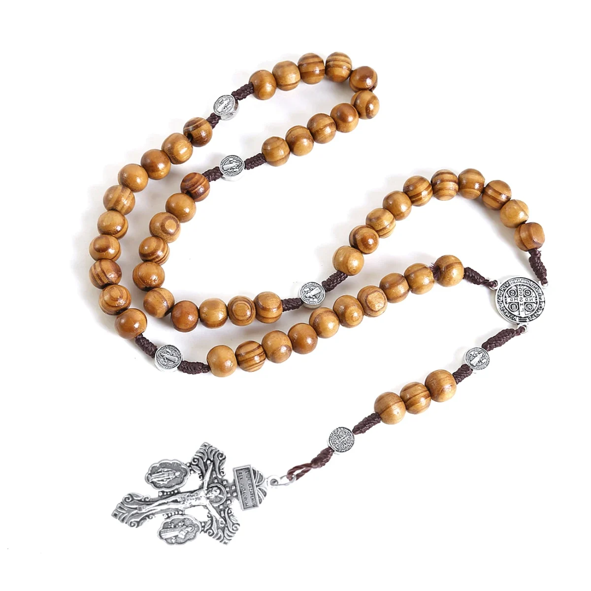 Custom Catholic Rosary Beads Necklace 8*10mm Wooden Beads with Cross & Jesus Saint Religious Jewelry & Gift Making Supplies - Image 5