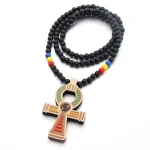 Mecrt Wooden Beads Rosary Necklace 8mm Wood Beaded Necklace Chain Wood Cross Pendant Necklace for Men Christian Cross Jewelry - Image 2