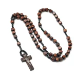 Catholic Rosaries Wholesale Rosary Beads for Men Women Necklace Christian Wooden Cross Religious Accessories Easter Gift - Image 4