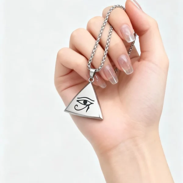 European American Horus Eye Pyramid Box Ethnic Stainless Steel Necklace Retro Totem Personality Unisex Pendant Jewelry