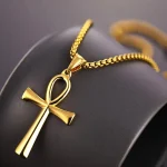Catholicism Religious Jewelry Gold Plated Stainless Steel Cross Necklace Gold Plated for Gifts