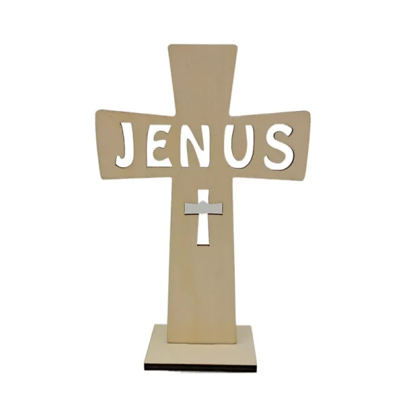 Mecrt New Wooden Crafts Cross Decoration Religious Style Wooden Home Decoration with Metal Wood Chips Alloy Type in Stoc