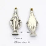 Wholesale Religious Alloy Cross 2 Side Inside Image One Hole Charm Virgin Mary Pendant for Rosary - Image 4