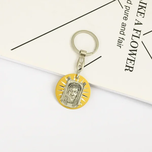 Catholic Virgin Mary Jesus Creative Jewelry Pendant Bag Keychain Zinc Alloy 3.7cm*3.7cm 4g Car Keychains