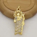 DIY Jewelry Components Hollow-Out Gold Plated Zinc Alloy Jesus Pendant Religious Style Triangle Zircon Charms - Image 3