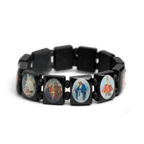 Natural Wooden Catholic Jewelry Christian Jesus Faith Rosary Bracelet Religious Charm Jewelry Bracelets on Hand Wholesal