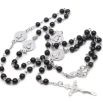 Handmade Oval Pearl Beads Crucifix Catholicism Religious Wedding Rosaries Necklace
