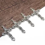 5.5*3.3cm Silver Vintage Religious Handmade Cross Pendant Portrait Cross Necklace DIY Alloy Sweater Chain Charms - Image 4