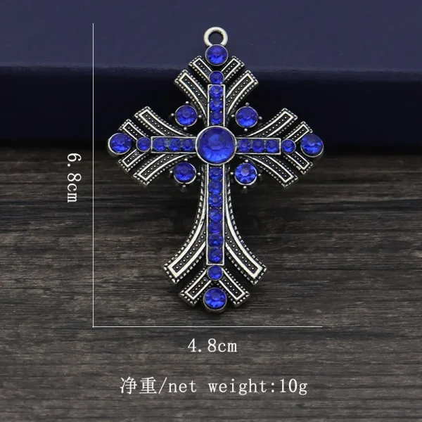 Blue Cross Catholic Church Gift Metal Keychain Diamond-encrusted for Men and Women