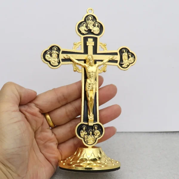 Catholic Jesus Cross Home Office Retro Metal Desk Casted Jewelry Ornaments Elegant Cross-Themed Decorative Accessories