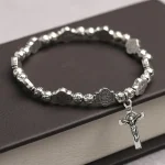 Customized Catholic Cross Rosary Bracelet Jesus Icon Bracelet, and St. Benedict Rosary Jewelry - Image 4