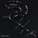 Cross Border Rosary Necklace Cross Rosary Necklace Resin Wood Beads Chain - Image 4