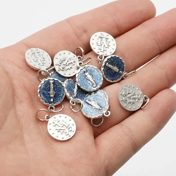 Mecrt Saint Mary Miraculous Medal Pendant Octangle Oval Round Silver Virgin Mary Medals Charms Pendants for Jewelry Acce