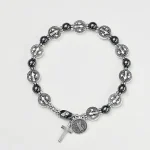 Catholic Rosary Beads Exorcism Bracelet St Benedict Women Bracelet Alloy Metal Metal Beads Hematite Bracelet