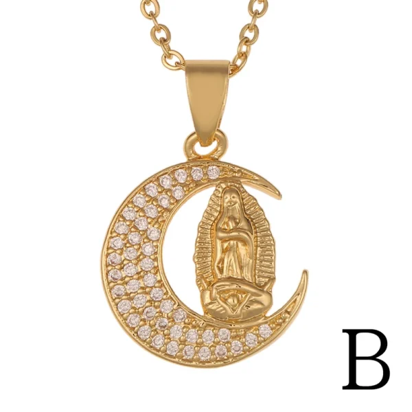 Religious Jewelry 18K Gold Plated CZ Virgin Mary Pendant Necklace Birthday Wedding Necklace Gifts for Women