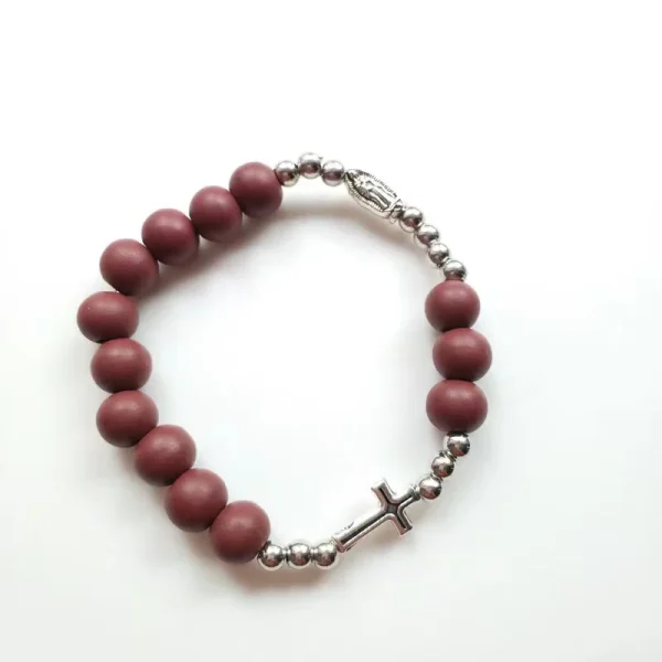 Custom Mix Color Pearl Beads Cross Bracelet Catholic Jewelry for Men and Women