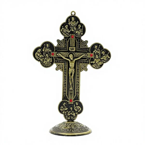 Catholic Jesus Cross Home Office Retro Metal Desk Casted Jewelry Ornaments Elegant Cross-Themed Decorative Accessories