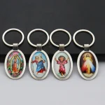 Catholic Keychain Mini Metal Keychains New Cartoon Photo Frame Pendant and Car Keychain Accessory - Image 2