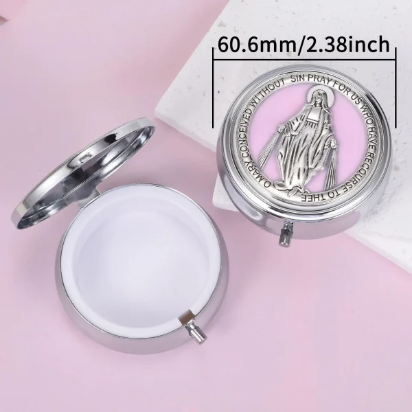Wholesale Metal Rosary Bead Boxes, Colorful Virgin Mary Themed Small Jewelry Boxes