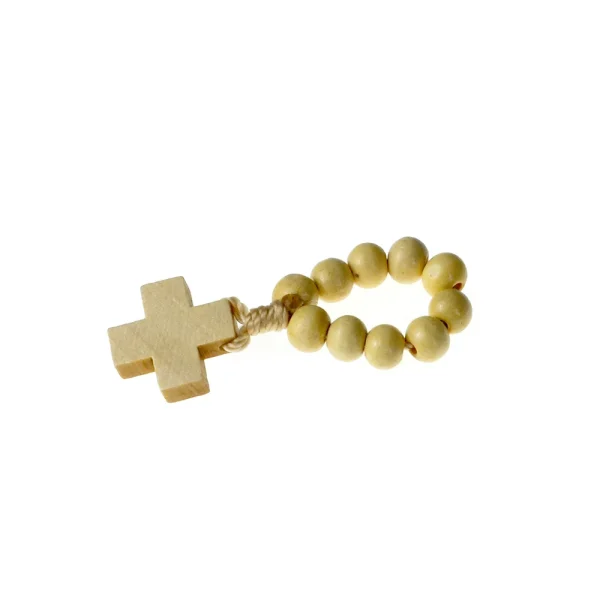 Natural Wood Beads Finger Chain Rosary Cross Colorful Ring Catholic Rosary Handmade Jewelry Wholesale