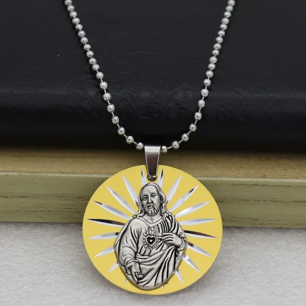 Catholic Jesus Pendant Metallic Fashion Personality Necklace Accessories Laser Craft Jewelry Necklace Pendant